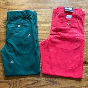 Vineyard Vines Kids pants- Green with woody truck with tree and NWT Red VV Pants